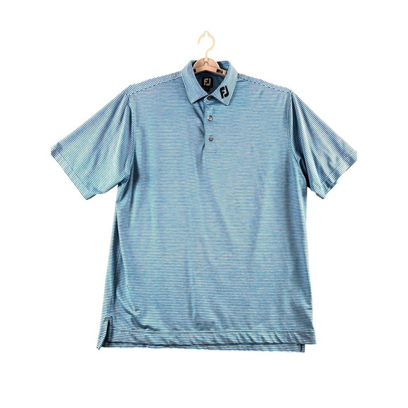 FootJoy Other - FootJoy ProDry Mens Polo Shirt Light Blue White Micro Stripe Golf Top FJ Logo